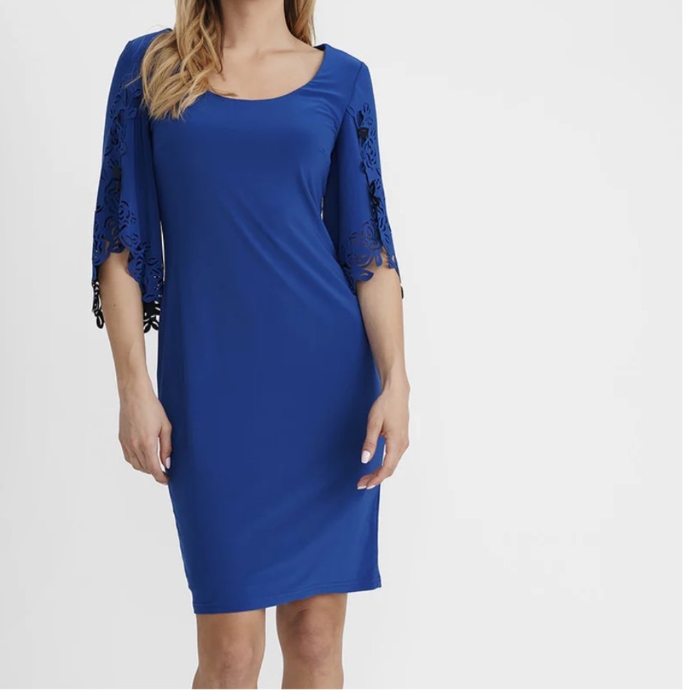 Joseph Ribkoff Royal Sapphire Blue laser cut Dress